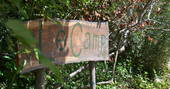 Le Camp wooden welcome entrance sign in Tarn-et-Garonne, France 
