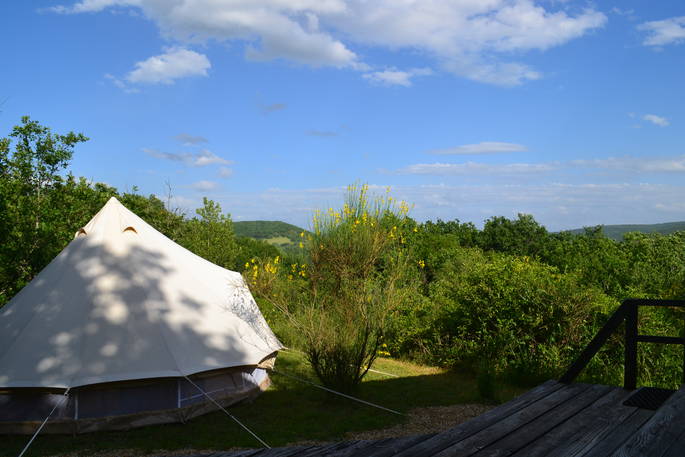 Exterior of the bell tent at Samburu at Le Camp, Tarn-et-Garonne, France