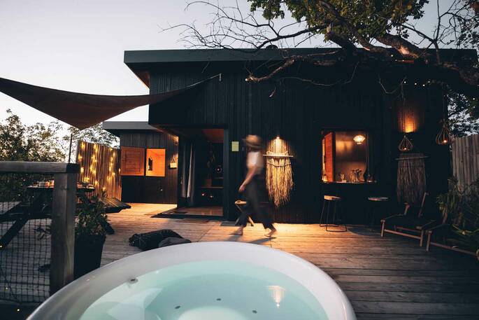 View from hot tub to the cabin @bestjobers