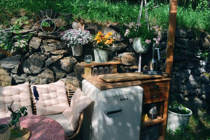 Outside kitchen area