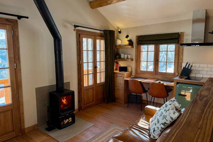 Living area with a wood-burner