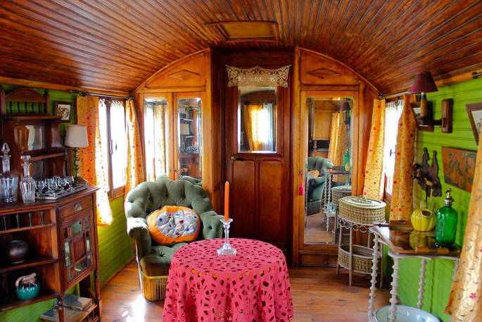 Quirky and charming interiors at The Fairground Roulotte, La Serve