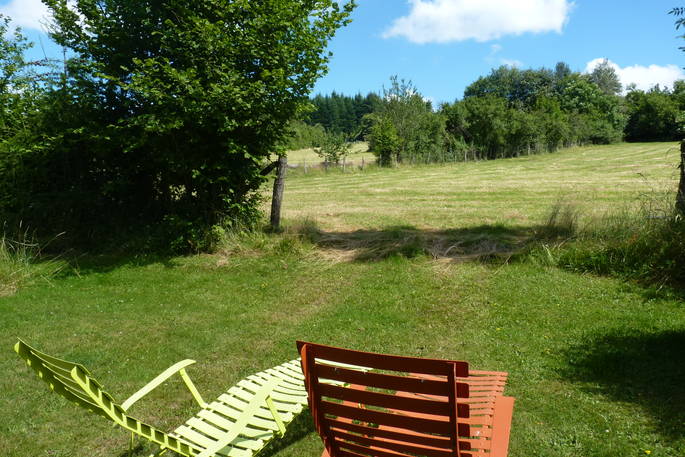 Beautiful countryside views from The Fairground Roulotte at La Serve, France