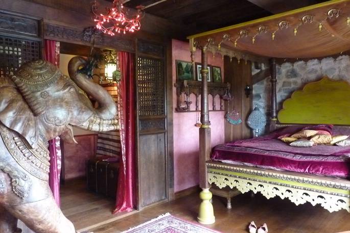 Bedroom interior at The Nomadic Princess, Tower in Rhône