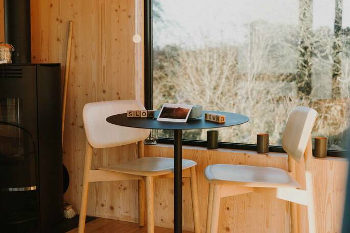 Dining table with seating for two