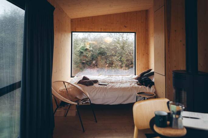 Open plan bedroom