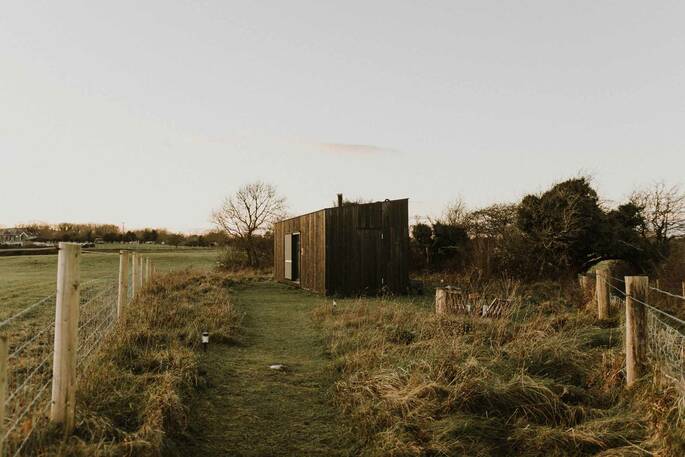 Cabin with a firepit area