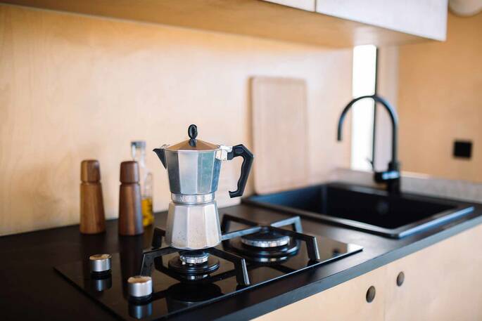 Double gas stove and cafetiere