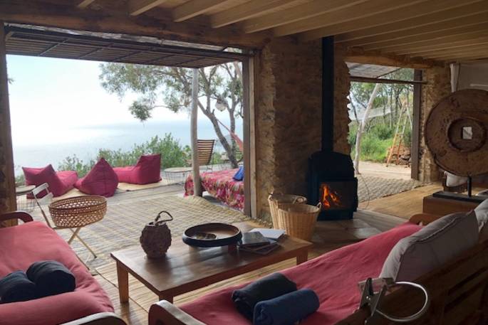Living area with sea view at La Casetta Sul Mare, Tuscany, Italy