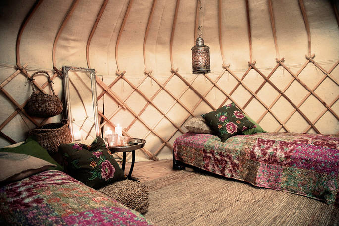 canvas hotel inside yurts