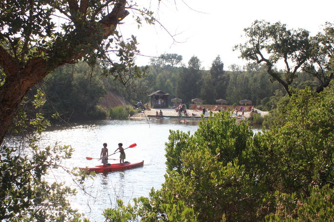 Go kayaking or wild swimming in the beautiful natural lake at A Terra
