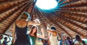 Imagination Yurt communal dancing and meditation area, A Terra, Sao Teotinio, Baixo Alentejo, Portugal