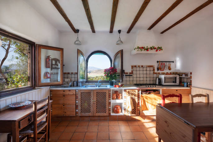 Kitchen with views at Casa Isadora, Almeria, Spain