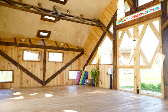 Inside the yoga and pilates studio at Magic Ranch in Cadiz, Spain