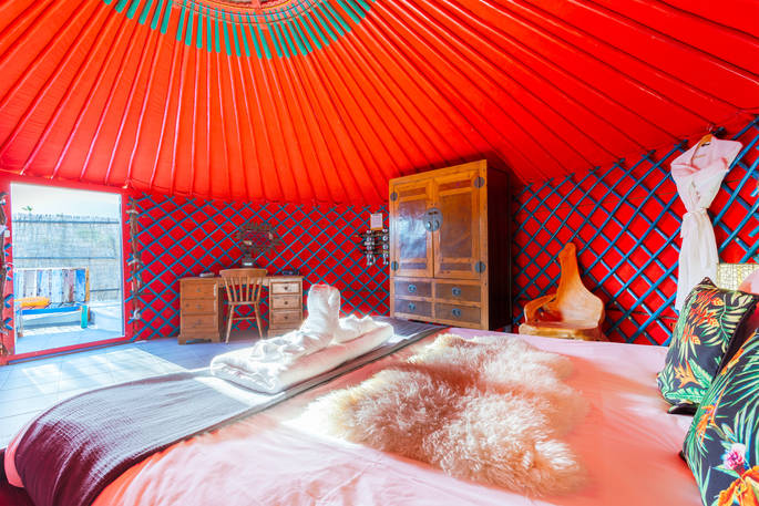Eco Chiquitita Yurts view from inside, glamping, Finca de Arrieta, Haría, Lanzarote, Spain