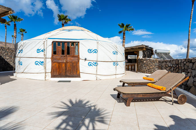 Eco Luxury Yurt Suite exterior, glamping, Finca de Arrieta, Haría, Lanzarote, Spain