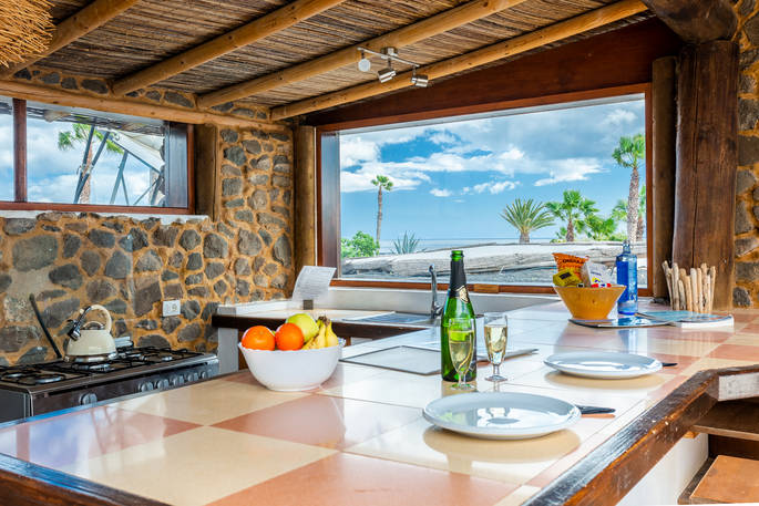 Eco Luxury Yurt Suite view from kitchen, glamping, Finca de Arrieta, Haría, Lanzarote, Spain