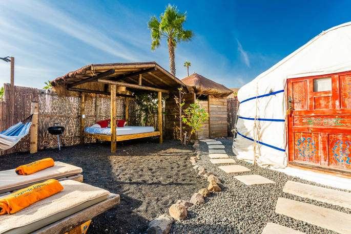 Eco Palm Yurt - exterior, glamping, Finca de Arrieta, Haría, Lanzarote, Spain