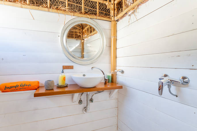 Eco Palm Yurt shower room, glamping, Finca de Arrieta, Haría, Lanzarote, Spain