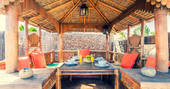 Eco Twin Yurt outdoor eating area, glamping, Finca de Arrieta, Haría, Lanzarote, Spain