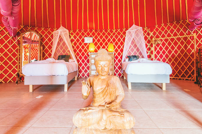 Yurt Royale twin beds, glamping, Finca de Arrieta, Haría, Lanzarote, Spain