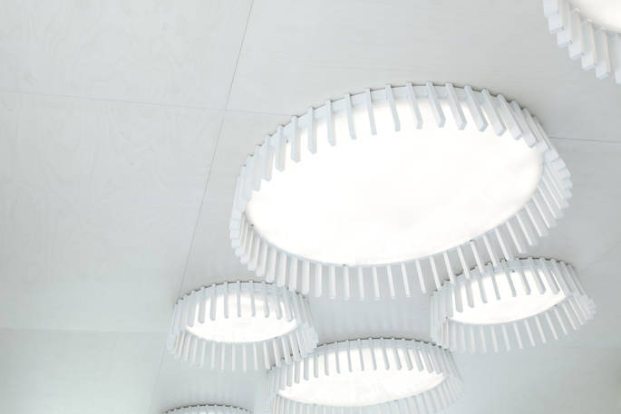 the cabin at treehotel lights