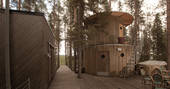 the cabin at treehotel woodland sauna