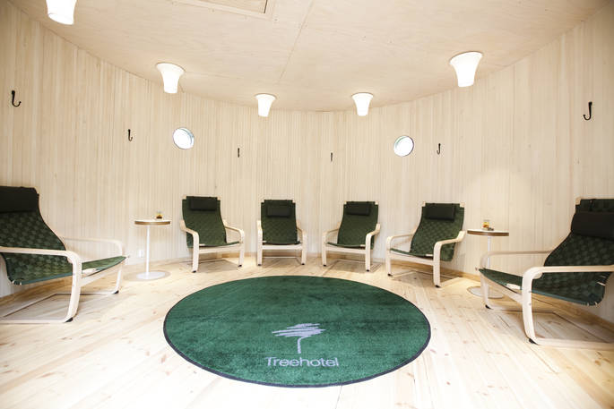 the ufo treehotel sauna relaxation room