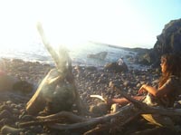 Sitting on the beach, Loveland Farm